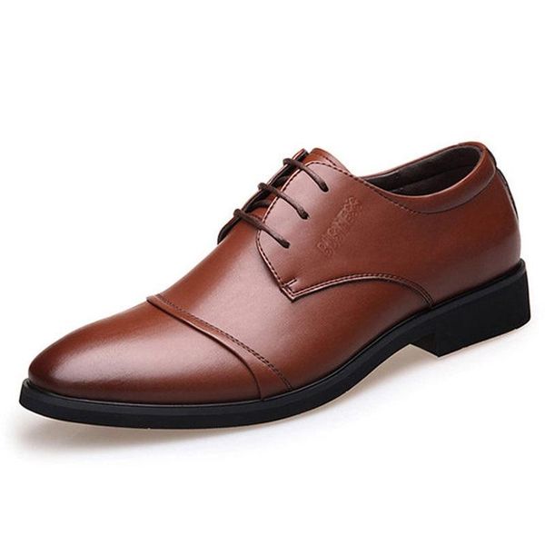 

dress shoes gentleman oxford men leather business party casual formal foowear chaussure homme big size 38-48, Black