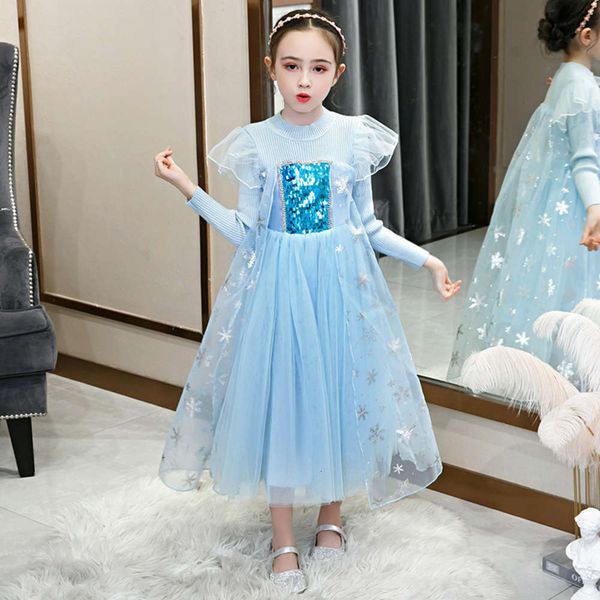 

ice 2020 girls' new and korean snow wonderland long sve warm sweater drs princs aisha skirt, Red;yellow