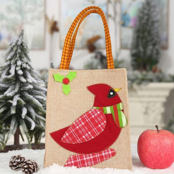 

19*16cm 19*16cm creative christmas gift candy bags santa claus snowman storage bag xmas party decor with 13cm rope