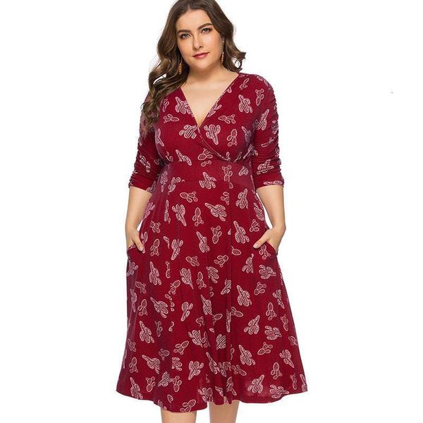 

mk 2019 летнее новое прибытие женские плюс размер midi печать платье мода дамы v-образным вырезом сексуальные платья вечеринка, Black;gray