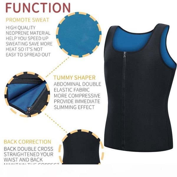 

qualitymen sweat sauna shaper body shaper waist trainer slimming vest compression shapewear corset reductor de abdomen sport shirt top