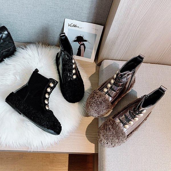 

women's boots autumn winter footwear australia round toe shoes zipper luxury designer flat heel platform boots-women 2021, Black