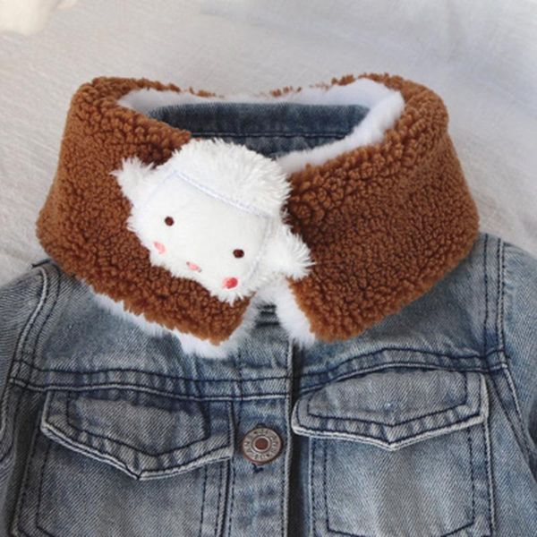 

korean boys girls knit fur plush children's scarf cute cartoon sheep double layer warm baby neck guards scarves o45, Blue;gray