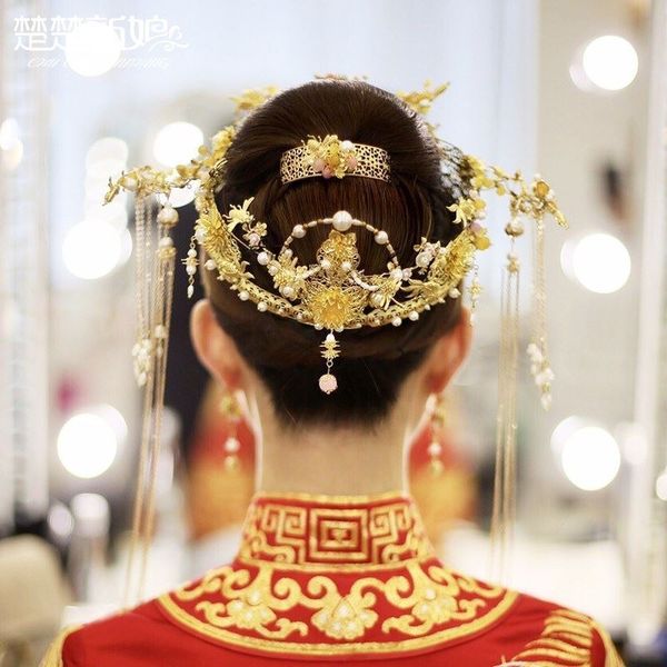 

xiuhe костюм китайских короны украшения для волос невесты древнего головного убора парика формы феи принцессы, Silver