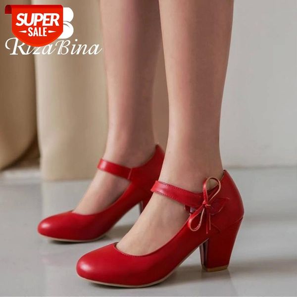 

rizabina size 32-48 women sweet pumps shoes fashion bowknot solid color shoes women stylish round toe catwalk show footwear #cf2q