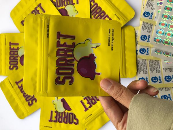 

ароматизаторы edibles ющего медикаментозных местные 3.5g сумки желтых майларовых sorbet наклейка голограмма сумка proof и сумки пахнут печен, Pink;blue