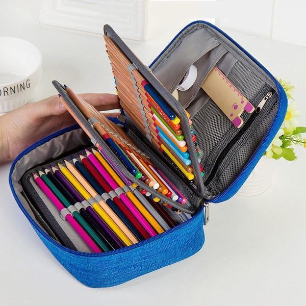 

canvas pencil case big 72 holes back to school pencilcase for girls boys pen box large cartridge bag stationery kit black pouch1