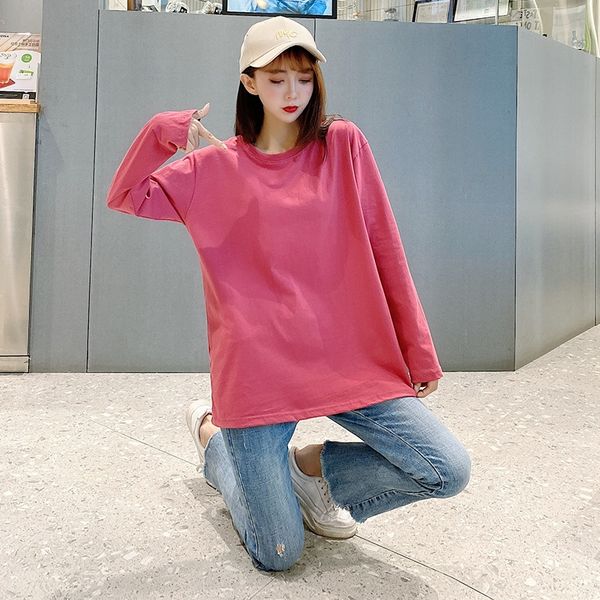 

combed cottoncotton 26 thread large loose large bottomed t- shirtshirt long sleeve t-shirt women solid 9jb9l, White
