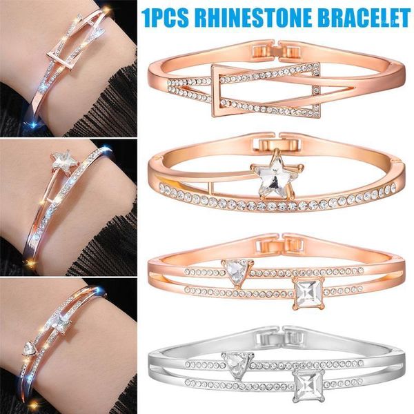 

sparkling rhinestone bracelet fashion crystal bangle women daily wrist jewelry h91, Black