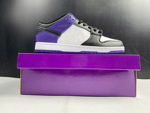 

authentic dunk sb low court purple skateboard shoes black toe white sneaker men women outdoor sports shoes with box size 36-46