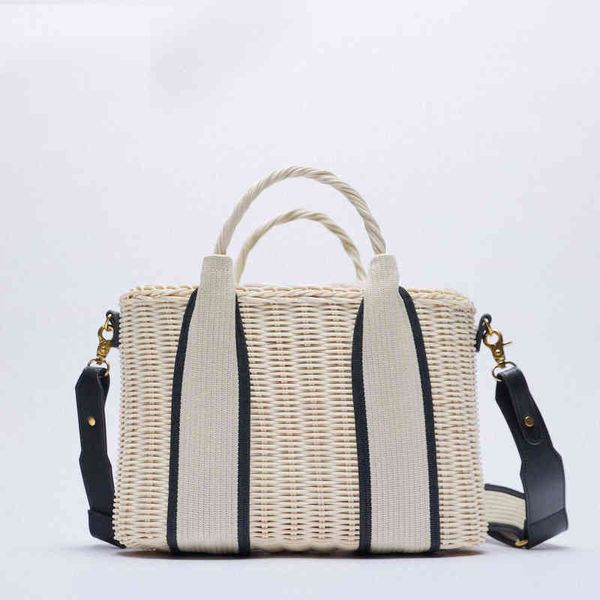 

shopping bags rattan summer fashion za shoulder messenger ladies tote for women brand designer vacation beach straw 220309