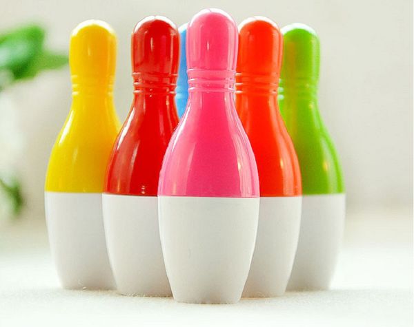 

small prize ballpoint pen retractable pens bowling modeling cartoon cute children learning stationery ballpen, Blue;orange