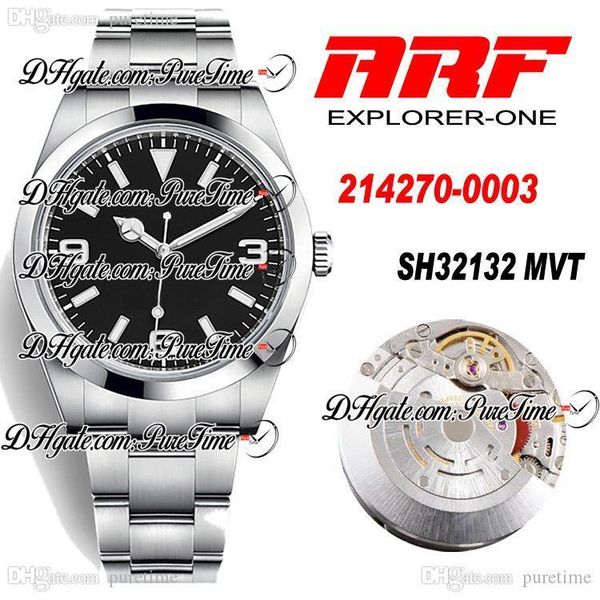 

arf 214270 39mm sh3132 automatic mens watch edition polished bezel black luminous dial 904l steel case and bracelet ptrx puretime aa01, Slivery;brown