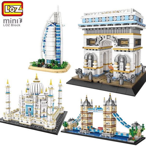 

loz mini building blocks world famous classic architecture tower bridge/burj al arab collection gift for kids diy exhibition toy 1008