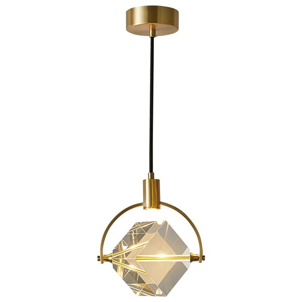 Full Copper LED Pendant Light Para Hotel Home Art Decoração Nordic Fashion Luxury Luster Crystal Hanging Light Luminárias 7W Frete Grátis