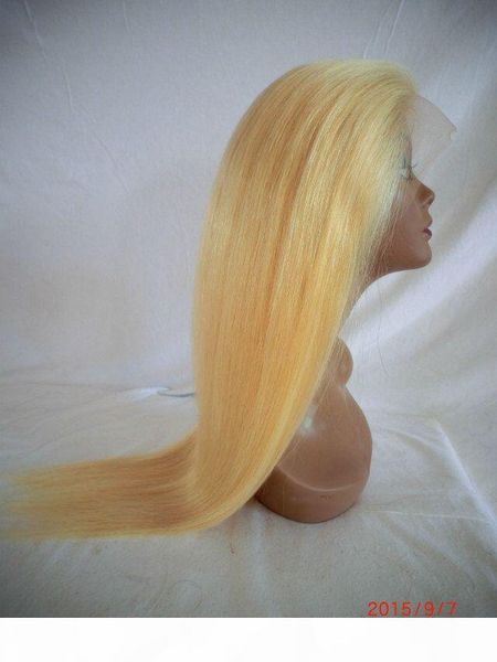 

bleach blonde #613 human hair straight glueless full lace wigs baby hair around 100% brazilian human hair wigs in stock, Black;brown