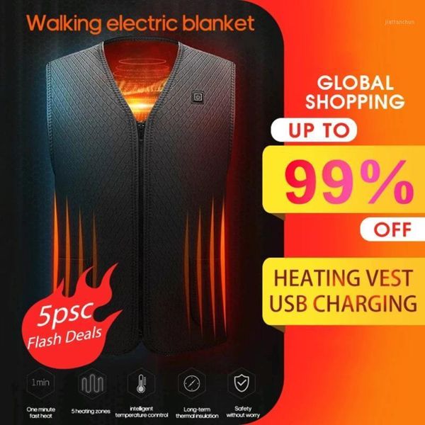 

outdoor heated jacket heating vest hiking clothing usb charging intelligent electric heated vest heating winter warm1, Black;white