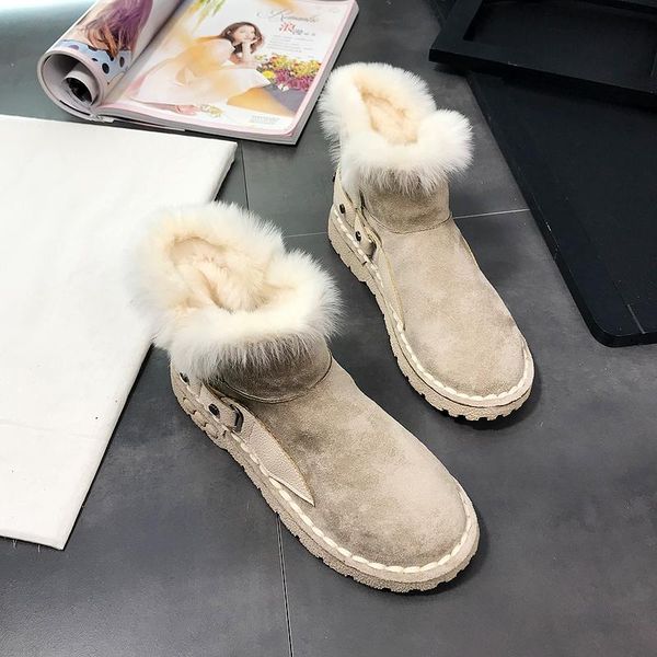 

2020 winter new fashion wear-resistant anti-skiing boots sen series literary retro short boots casual nude women, Black