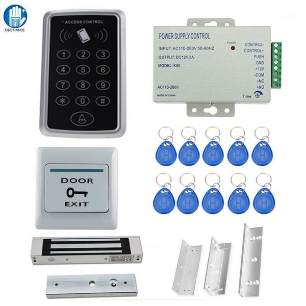 

waterproof rfid access controller t11+electric control lock+3a/12v power supply+exit button+5pcs key cards+door holder+bracket1