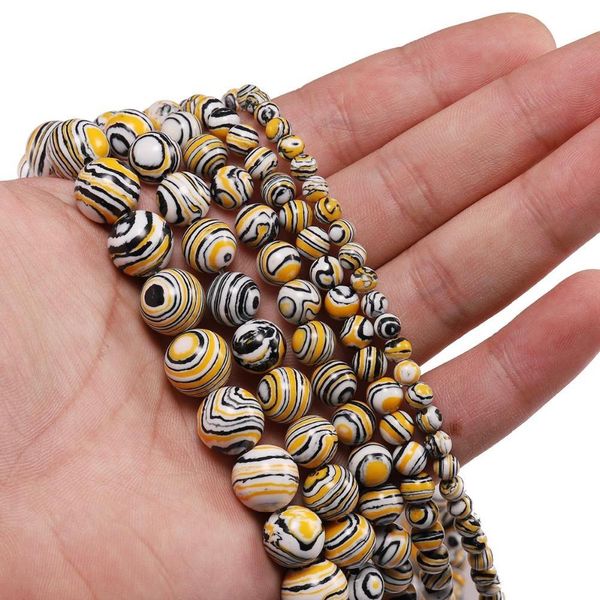 

striped yellow malachite stone beads round loose spacer bead strand 4 6 8 10 12 mm for jewelry making diy bracelet h bbydln