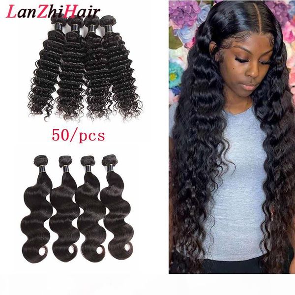 

deep wave raw human hair extensions 4 5 6 bundles body wave grade quality brazilian peruvian malaysian indian hair bundles 50g pcs, Black