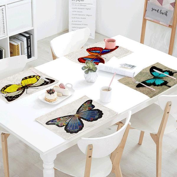 

table cloth personalized retro colorful butterfly flower print cover napkin paper coffee decor western pad flag1