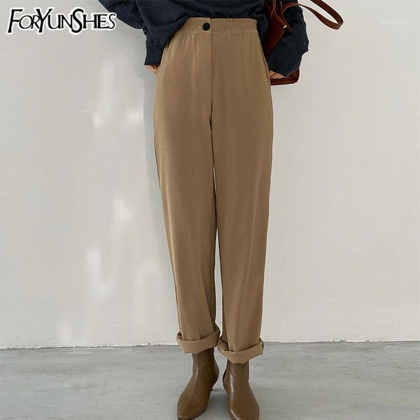 

foryunshes women wide leg suit pants femme solid draping straight casual loose trousers office ladies business wear 2020 winter1, Black;white