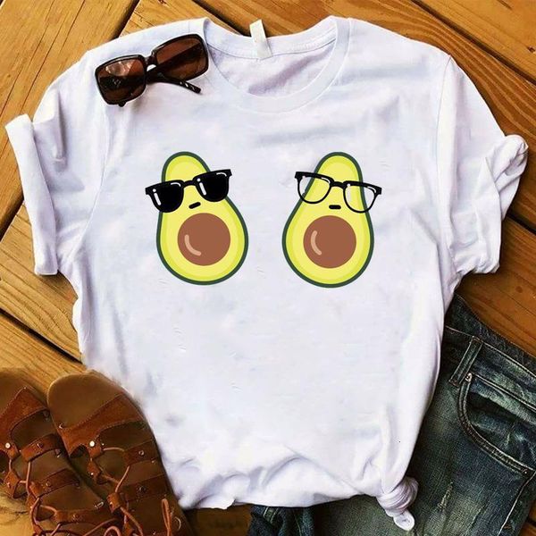 

fashion women avocado cartoon funny t glasses womens graphic printed tshirt female tee shirt femme ladies clothes t-shirt, White