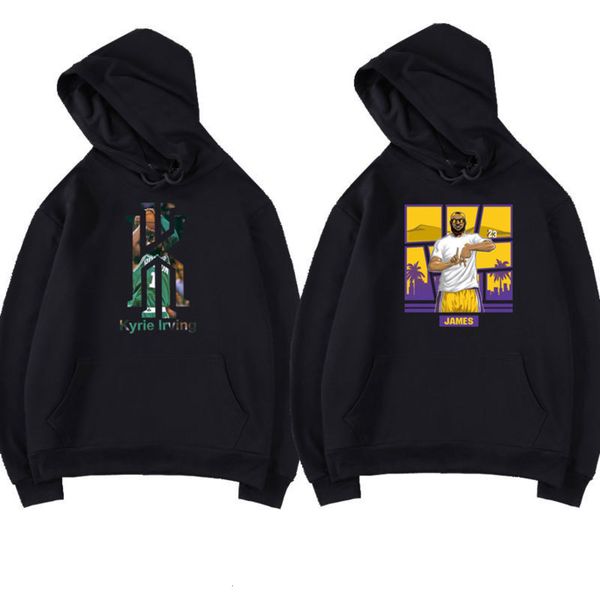 

james fan sweater ge you hooded no.23 plush coat men's european basketball sports fashion clothes, Gray