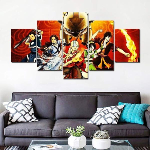 

paintings modular pictures 5 panel avatar the last airbender canvas painting japan poster and prints f21091