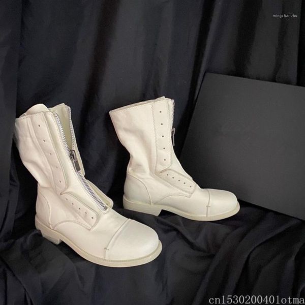 

boots genuine leather women ankle fashion front zip chesale autumn winter casual combat short martin1, Black