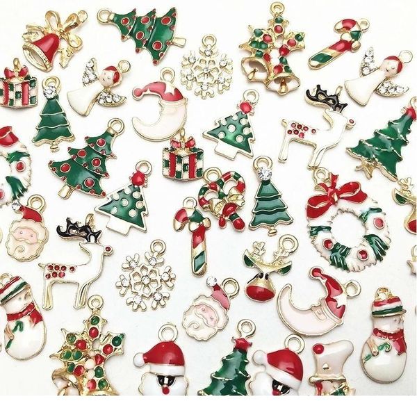 

eamel christmas charms pendant beads for jewelry making diy bracelet earrings xmas gift tree elk santa claus snowman o jllgkl, Black