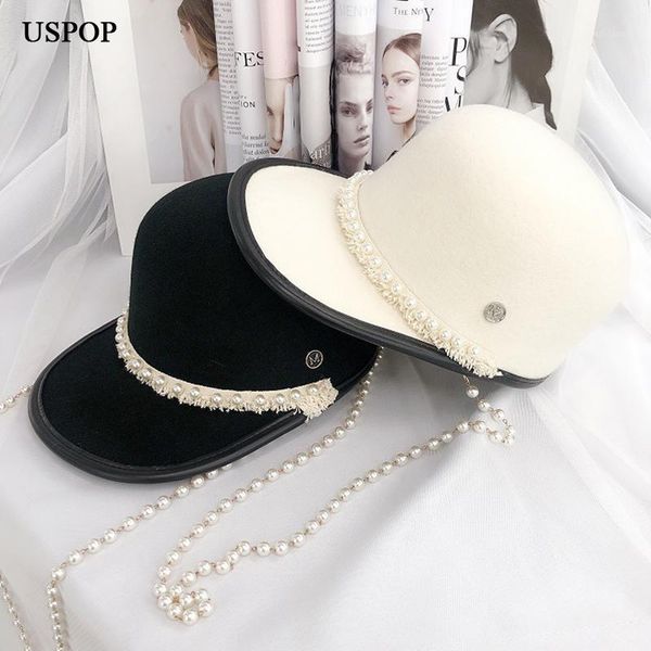 

stingy brim hats uspop winter caps wool fedoras chain equestrian hat autumn hat1, Blue;gray