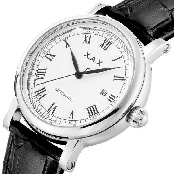 

wristwatches automatic watches big face roman dial number stainless steel man waterproof auto self wind1, Slivery;brown