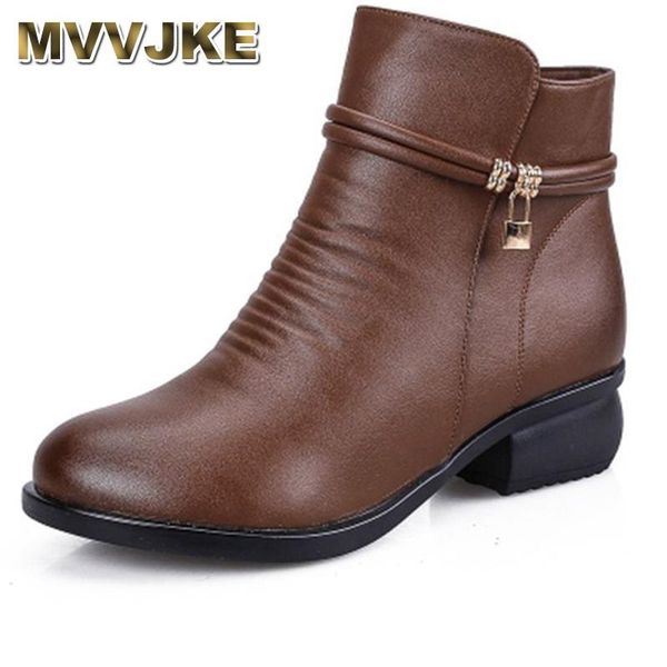 

mvvjke 2020 new winter shoes women genuine leather snow boots women's comfortable warm ankle boots ladies ing, Black