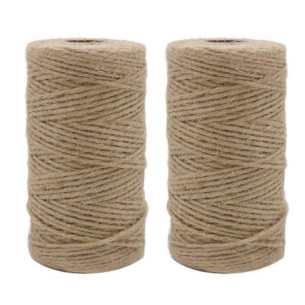 

2pcs x 333 feet 2mm 3ply jute twine, package tied with twine, natural brown winding garden, gift, crafts rope, Black;white