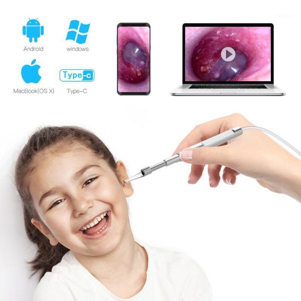 

3 in 1 ear 4.3mm ear cleaning tool hd visual spoon multifunctional earpick type-c android pc otoscope 6 led1