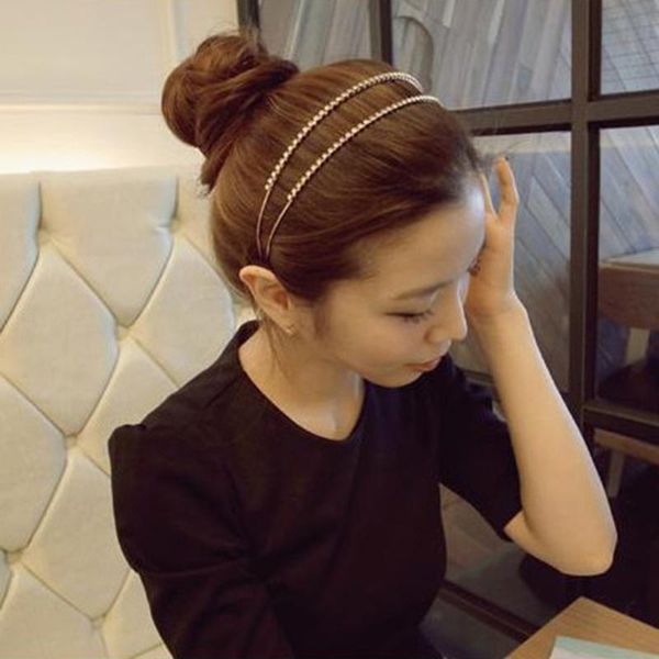 

new women crystal rhinestone pearl headband gold silver color fashion girls chic blingbling headband hair accessories q sqcglh