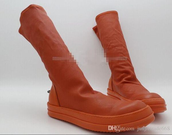 

factory outlet hook socks elastic sheepskin boots boots tide fashion lovers men orange sleeve comfort elevator shoes, Black