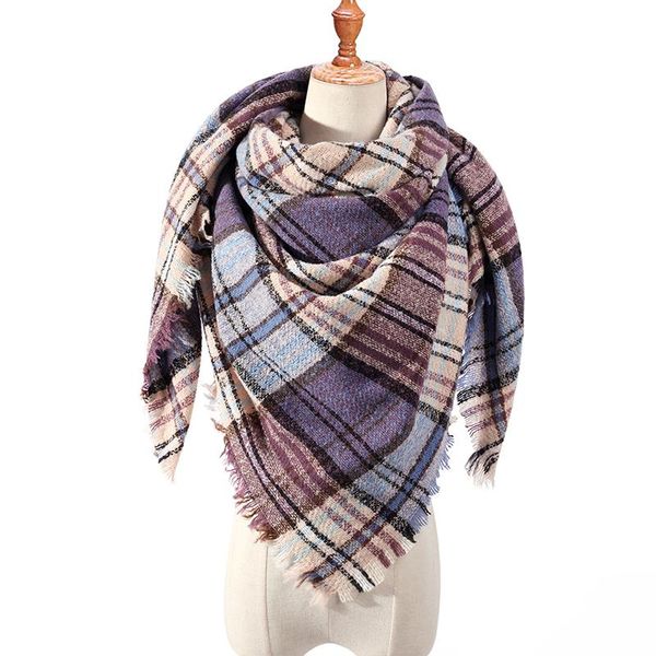 

scarves 2021 designer brand women cashmere scarf triangle winter lady shawls and wraps knit blanket neck striped foulard, Blue;gray