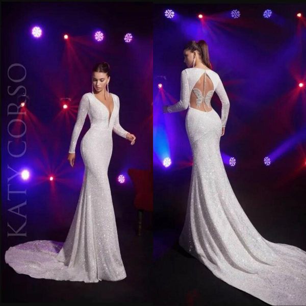 

amazing white sequin mermaid evening dresses v neck long sleeve prom dress 2021 glitter long formal dress batterfly bead party dress, Black;red