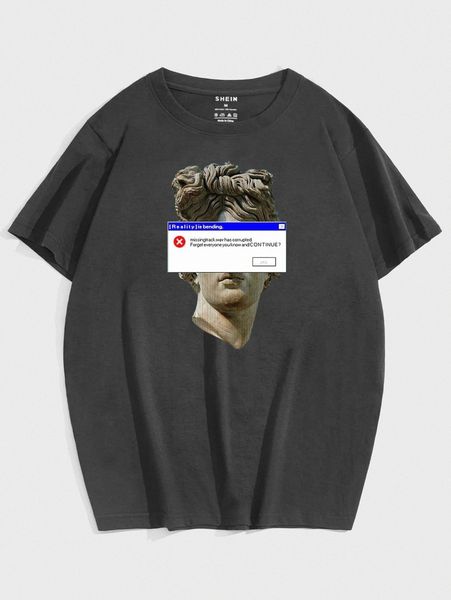 

men sculpture & letter graphic tee j9ff#, White;black