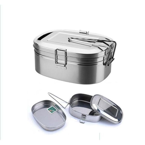 

stainless steel lunch box metal bento box food container double deck dining hall for kids school office work outside camping lnkrk
