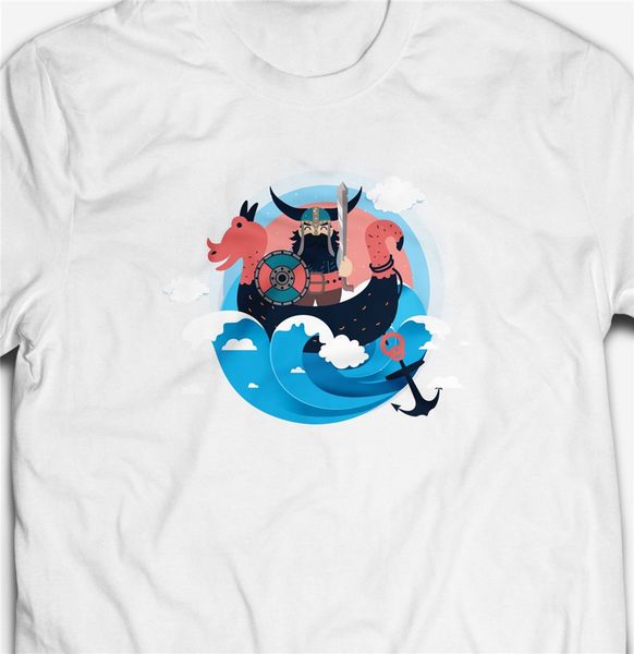 

забавный мультфильм viking sailor explorer, 100% хлопок мужских летний балахона дизайнеры футболка толстовка