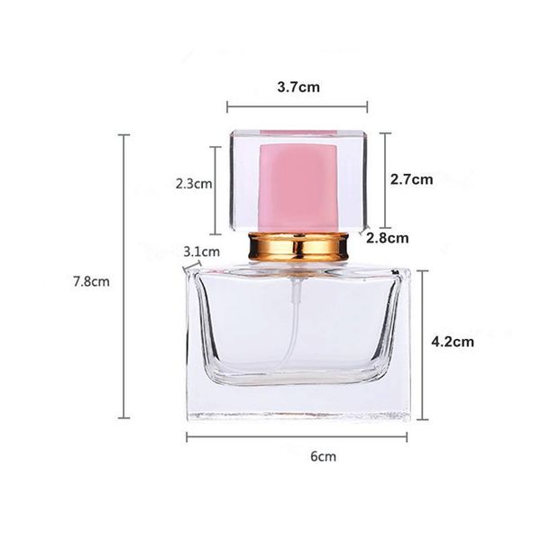 

5pcs/lot 30ml square glass perfume bottle clear glass spray bottle empty fragrance packaging bottle re qylkcm