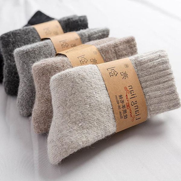 

men super thicker solid merino wool rabbit socks against cold snow russia winter warm funny happy male sock