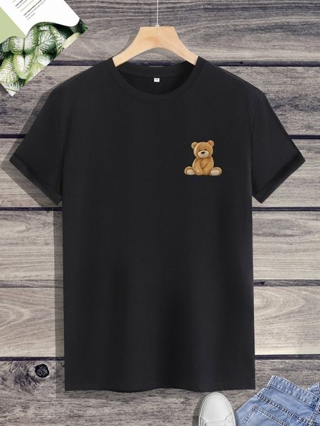 

men bear doll print tee d7t8#, White;black