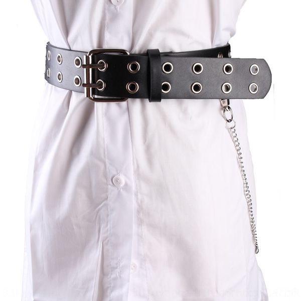 

pqgf7 belt hole air-eye rivet women's ins fire concave shape belt design double-row chain punk beltwind decoration ppnxb, Black;brown
