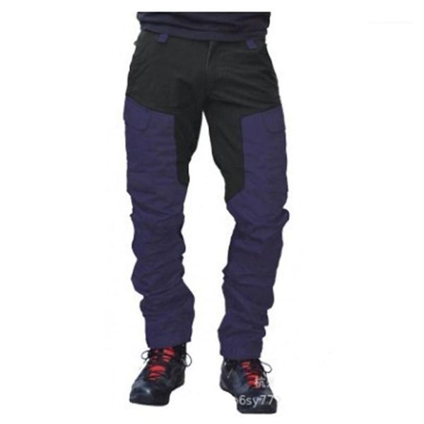 

slim outdoor sports pants man multi-pocket cargo pants fashion color matching locomotive casual zipper trousers designer male, Black