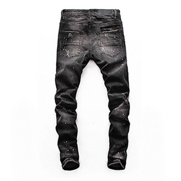 

2021 fashion designer high-quality men's wear hole-breaking locomotive jeans slimming motorcycle jeans men's hip-hop men's je, Blue
